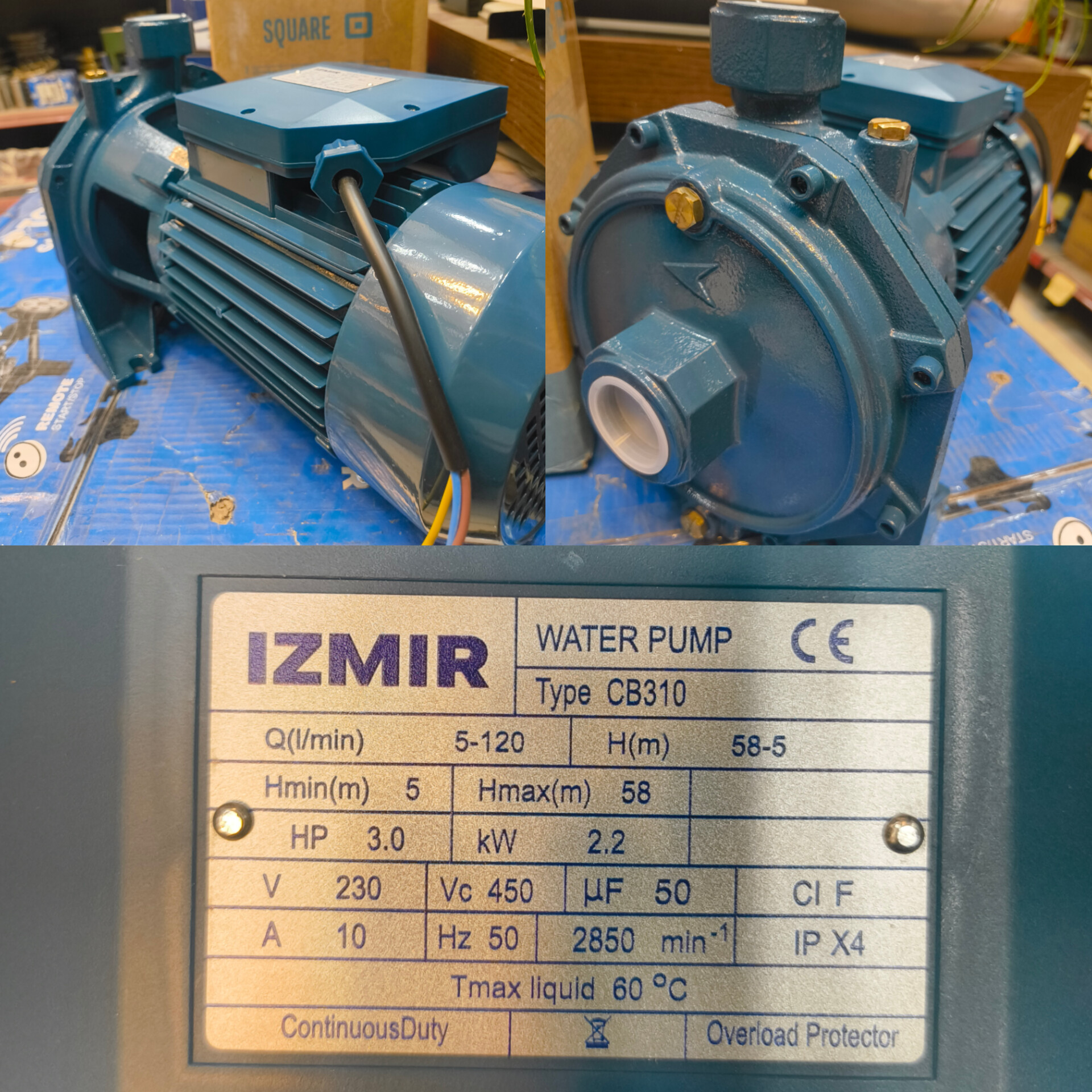 الکتروپمپ سه اسب تک فاز ازمیر izmir دو پروانه